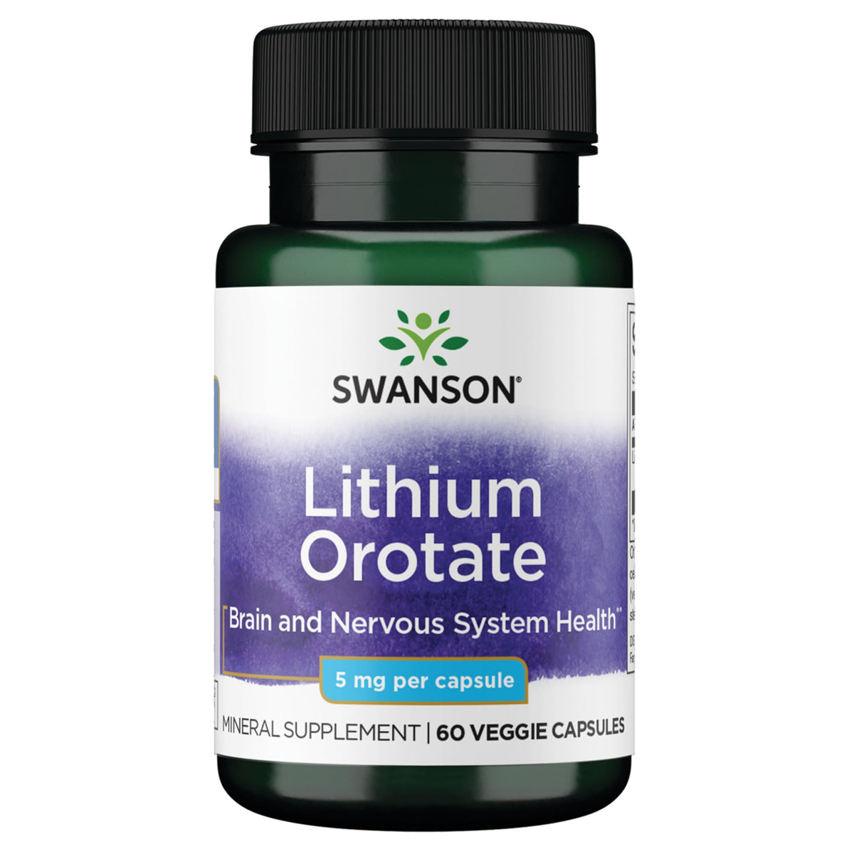 Swanson Lithium Orotate Mood and Memory Support 5 mg - 60 Vegetarian Capsules