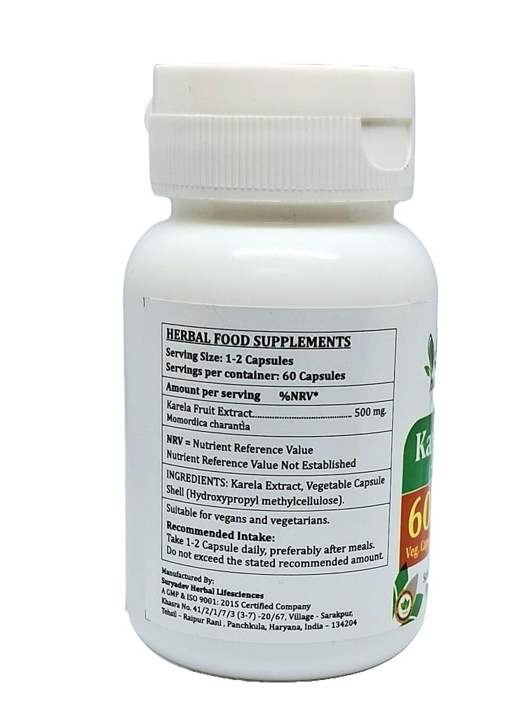 Satya Naturals Bitter Melon Forte Capsules 500 mg. 60 Veg. Capsule
