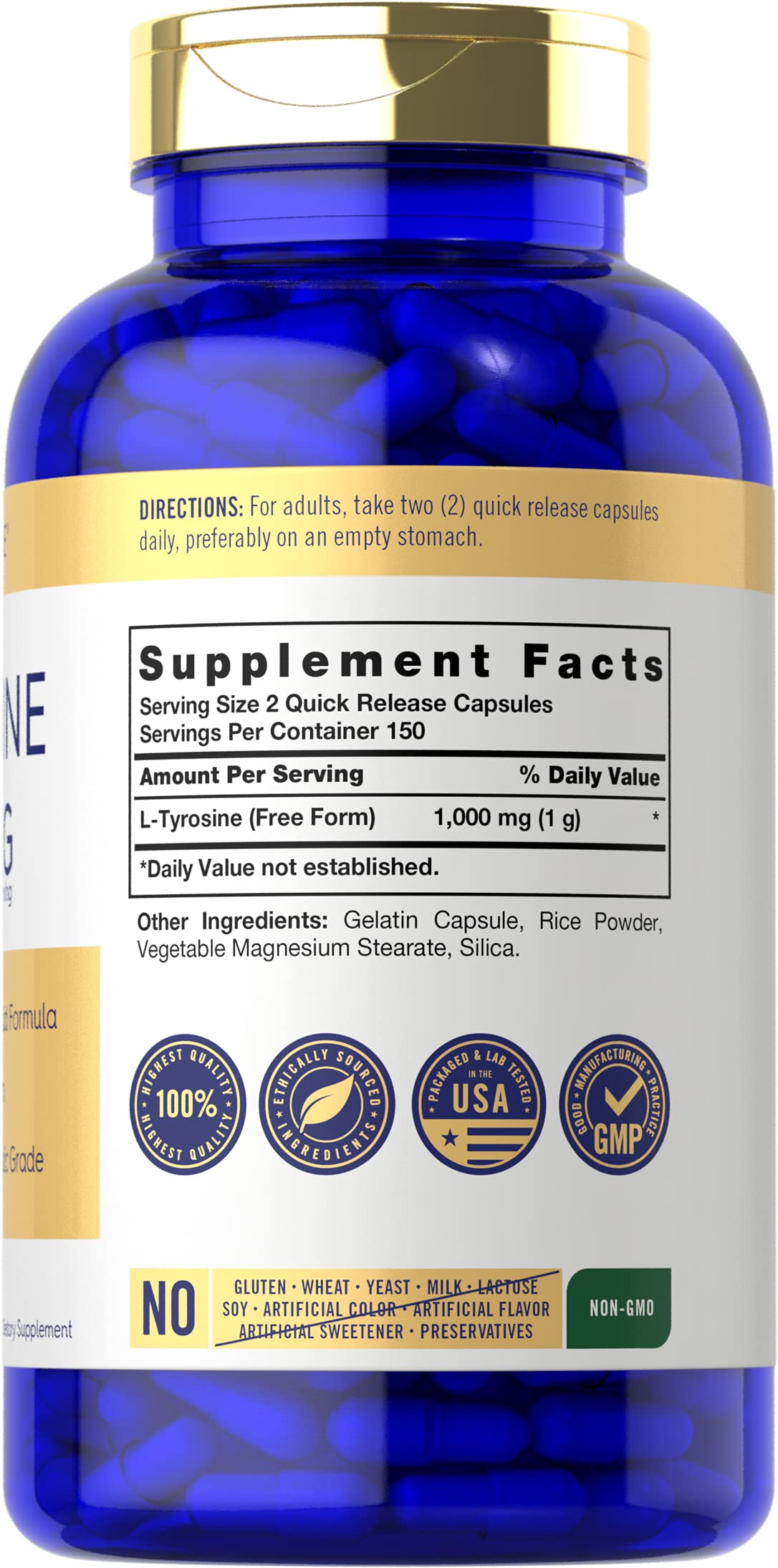 Carlyle L-Tyrosine 1000mg - 300 Capsules - image 2