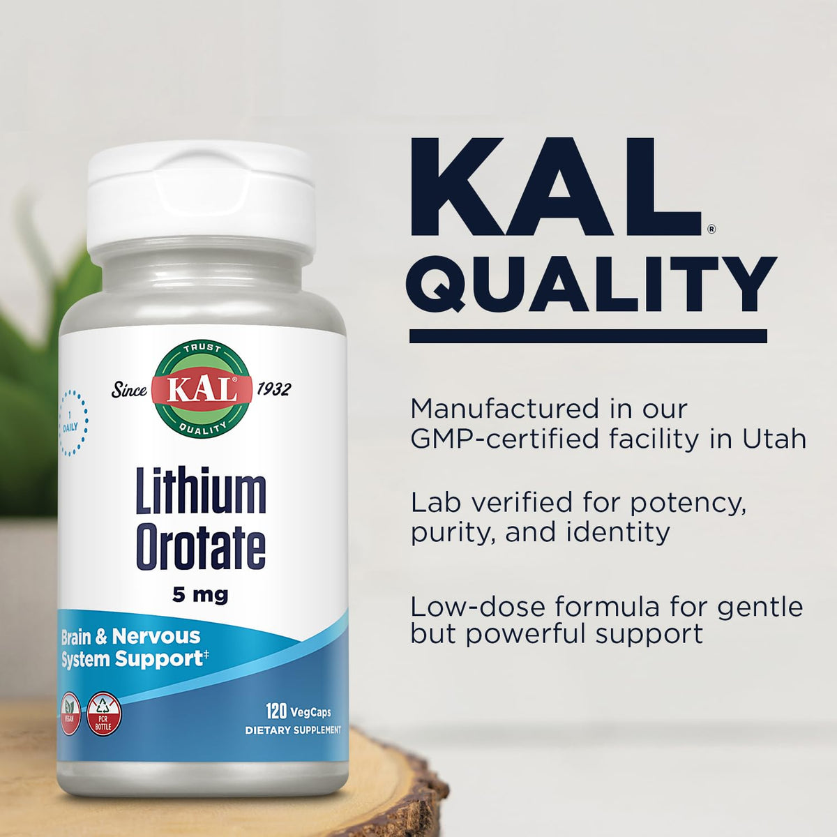 KAL Lithium Orotate 5 mg - 120 Vegetarian Capsules - image 4