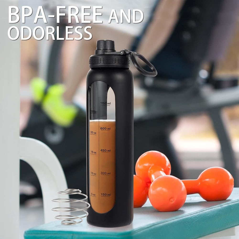RhythmFit Glass Protein Shaker Bottle, 34 oz - Black - image 5