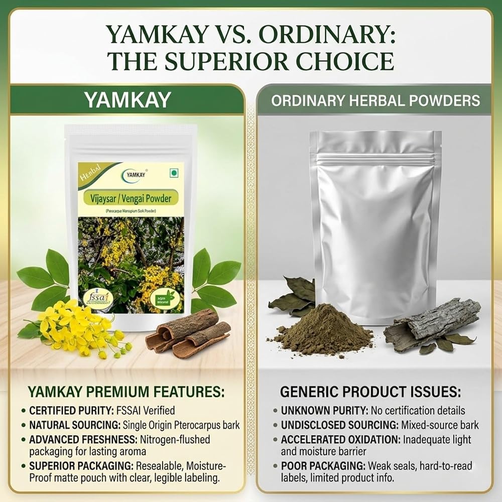 YAMKAY Vijaysar Vengai Bark Powder - 300 GM - image 8