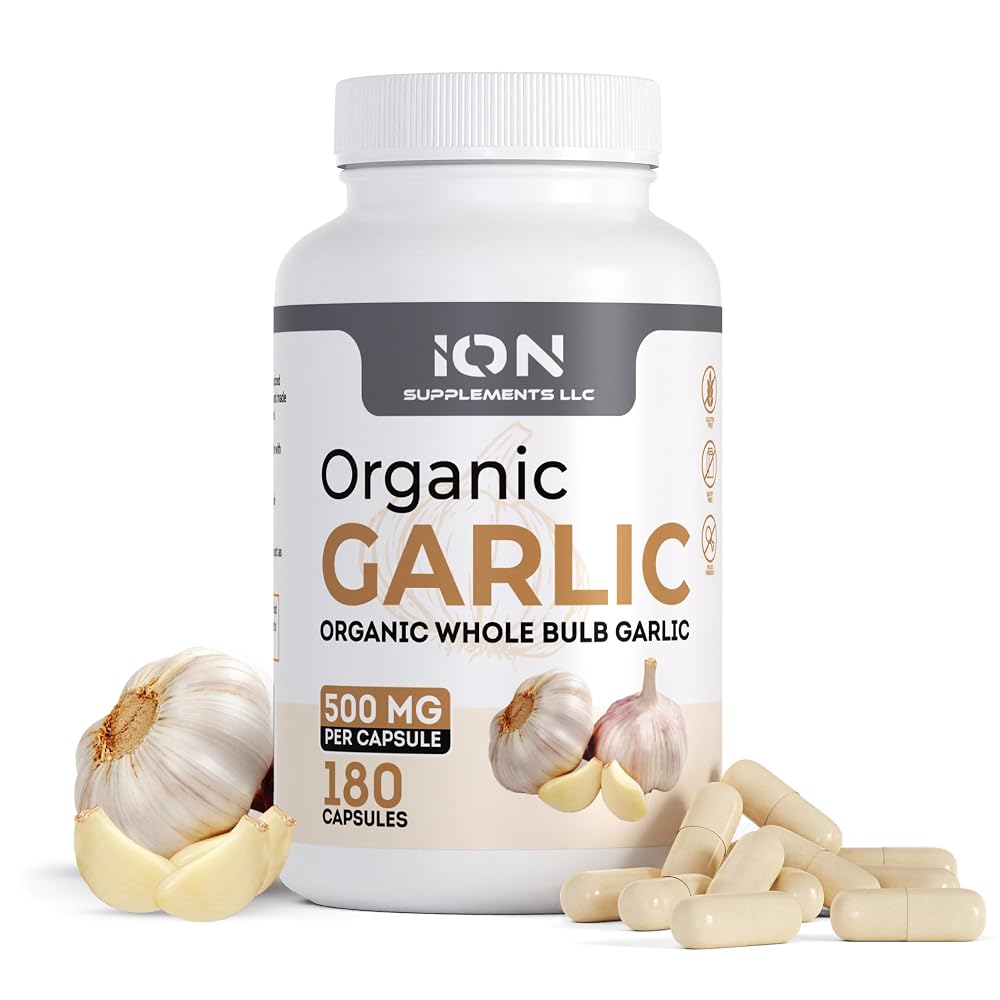 Ion Supplements Organic Garlic Capsules 500 mg - 180 Capsules