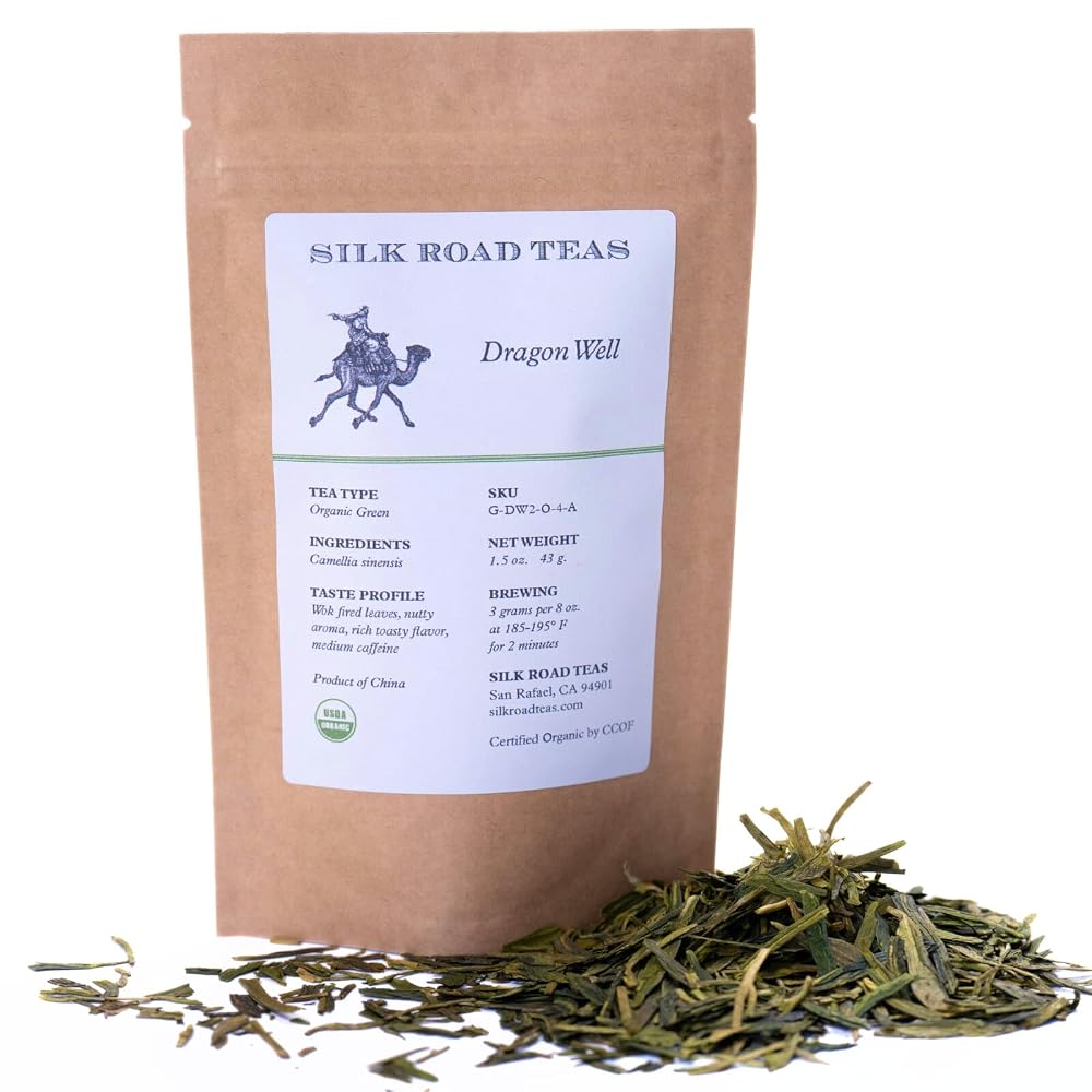 Silk Road Teas Organic Loose Leaf Green Tea Dragon Well - 1.5 oz