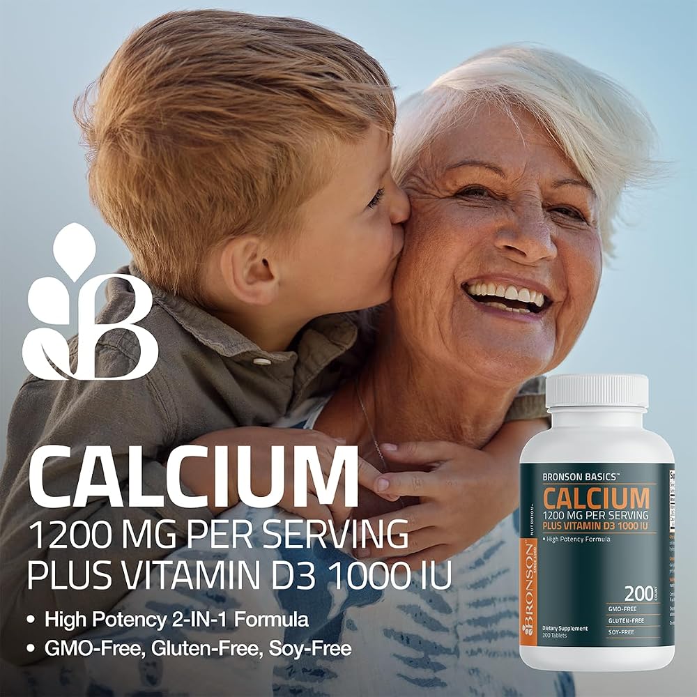 Bronson Calcium 1200 MG Per Serving Plus Vitamin D3 1000 IU High