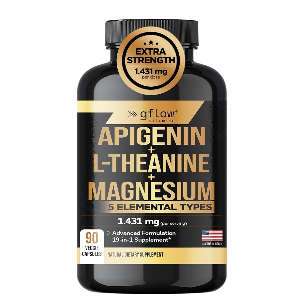 Gflow Vitamins Apigenin Sleep Support with Magnesium Glycinate - 90 Capsules