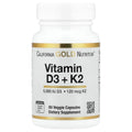 California Gold Nutrition Vitamin D3 + K2 MK-7 - 60 Veggie Capsules