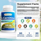 Best Naturals Acetyl L-Carnitine 1000 mg - 180 Capsules - image 2