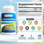 Best Naturals Acetyl L-Carnitine 1000 mg - 180 Capsules - image 2