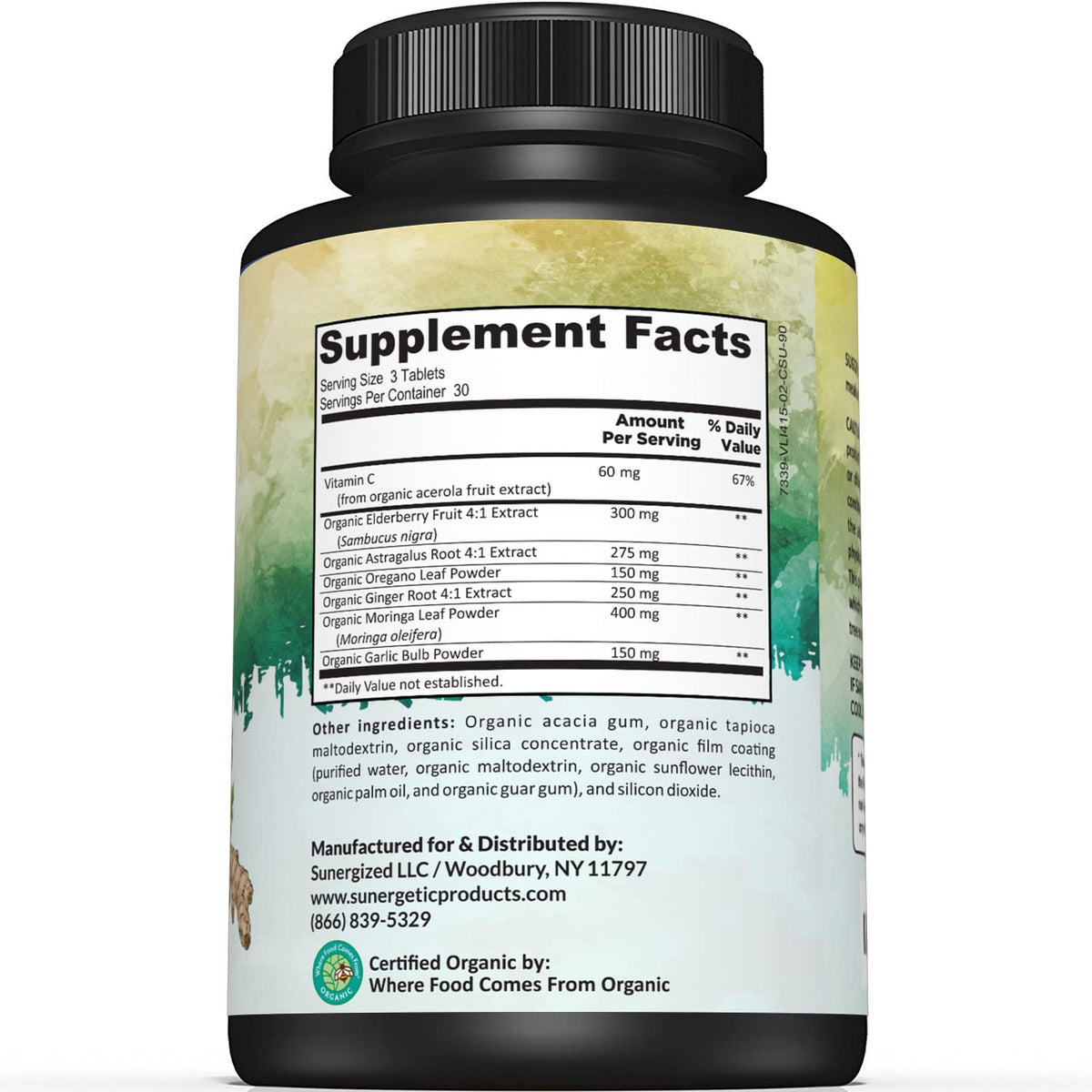 Sunergetic USDA Organic Immune Support Supplement - 90 Tablets - image 2