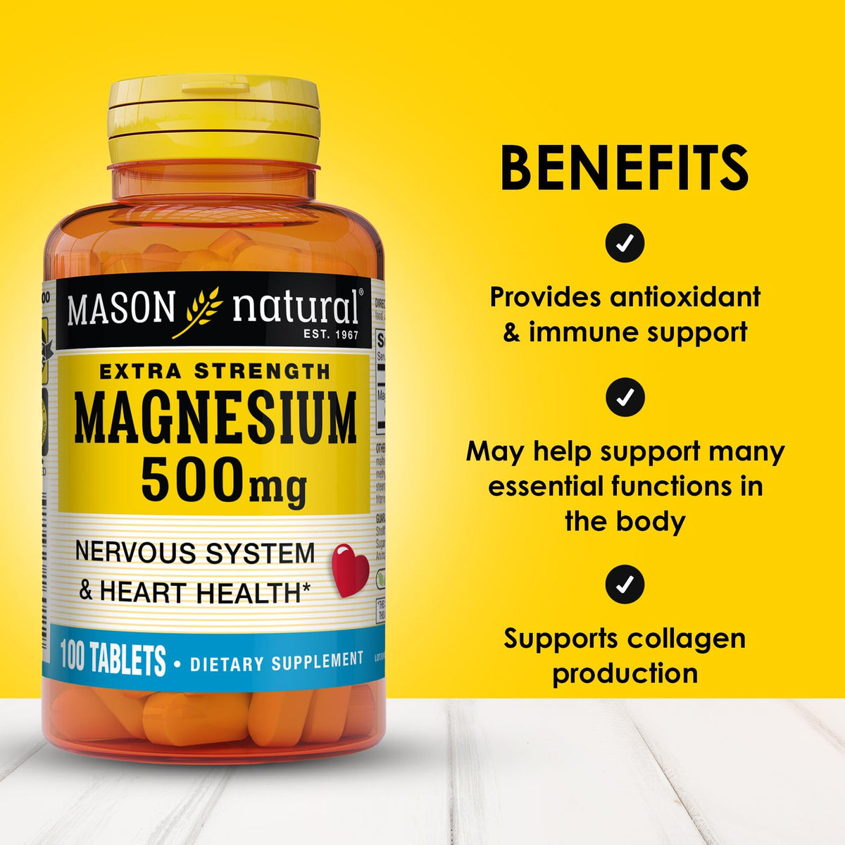 Mason Natural Magnesium 500 mg Extra Strength - 300 Tablets - image 2