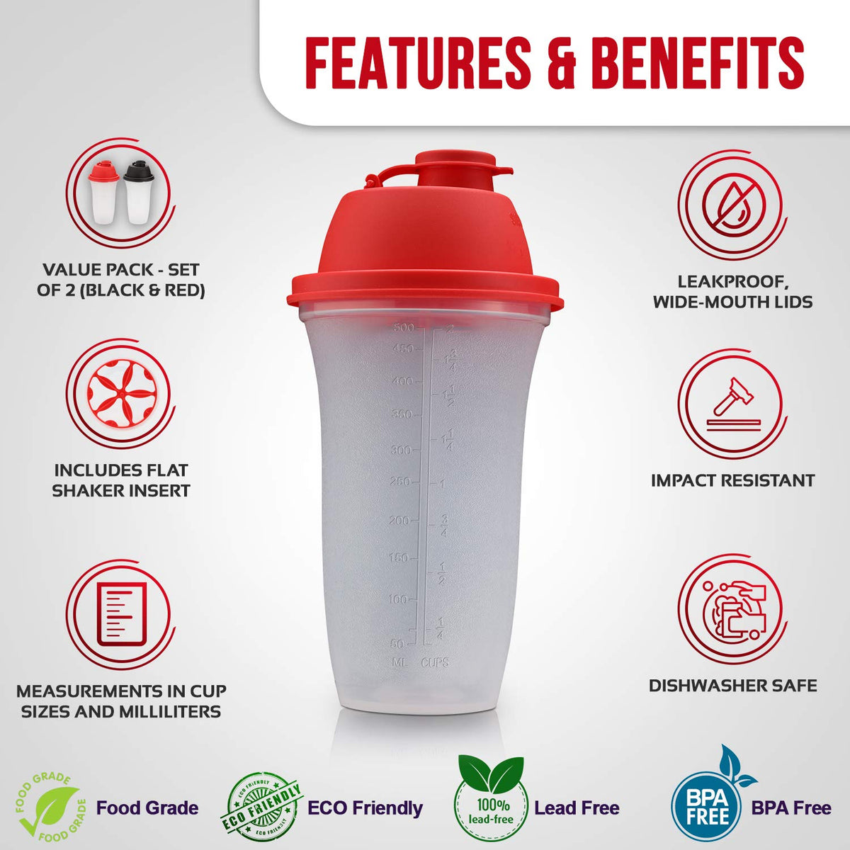 SIGNORA WARE Shaker Bottles 20-Ounce - 2 Pack - image 3