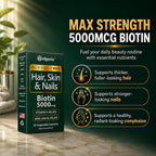 Wellgenix Purvana MAX Hair Skin & Nails Biotin 5000mcg - 60 Capsules - image 3