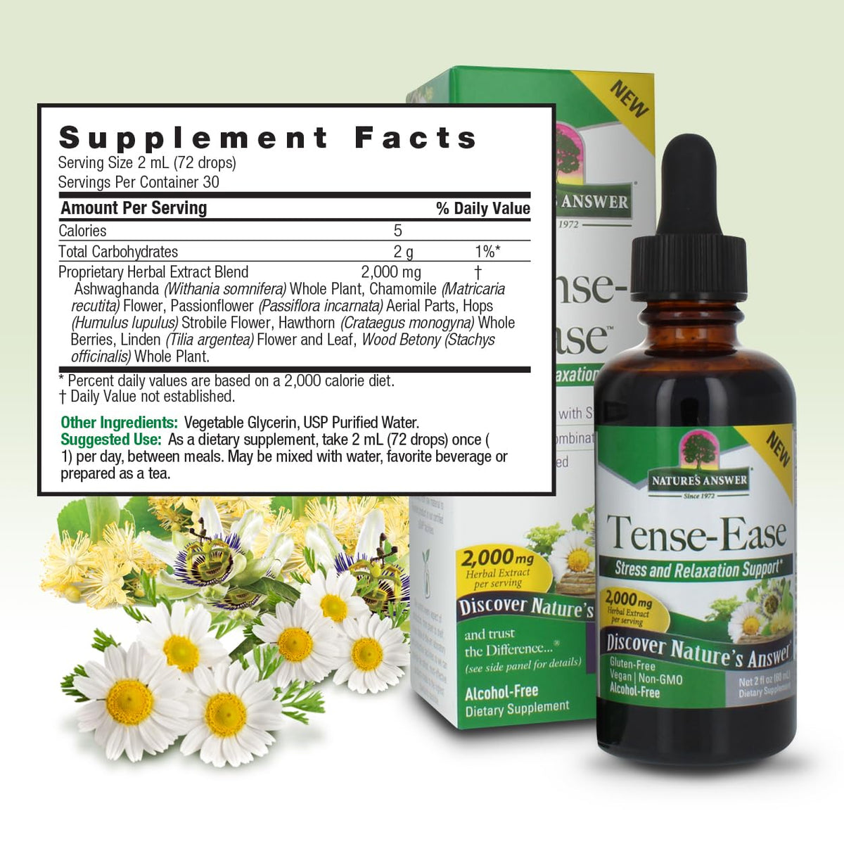 Nature's Answer Tense-Ease with Ashwagandha 2000mg Mood Support - 2oz - image 3