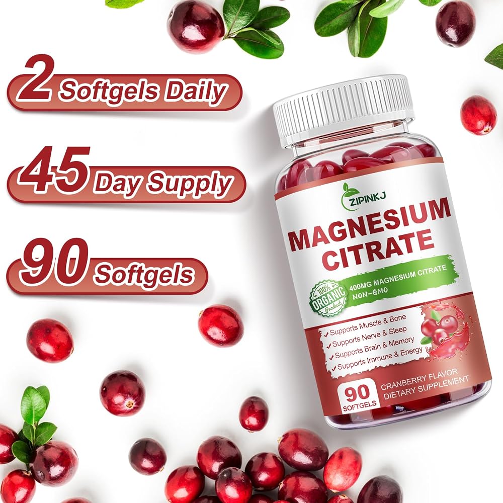 ZIPINKJ Magnesium Citrate Supplements 400mg for Women & Men