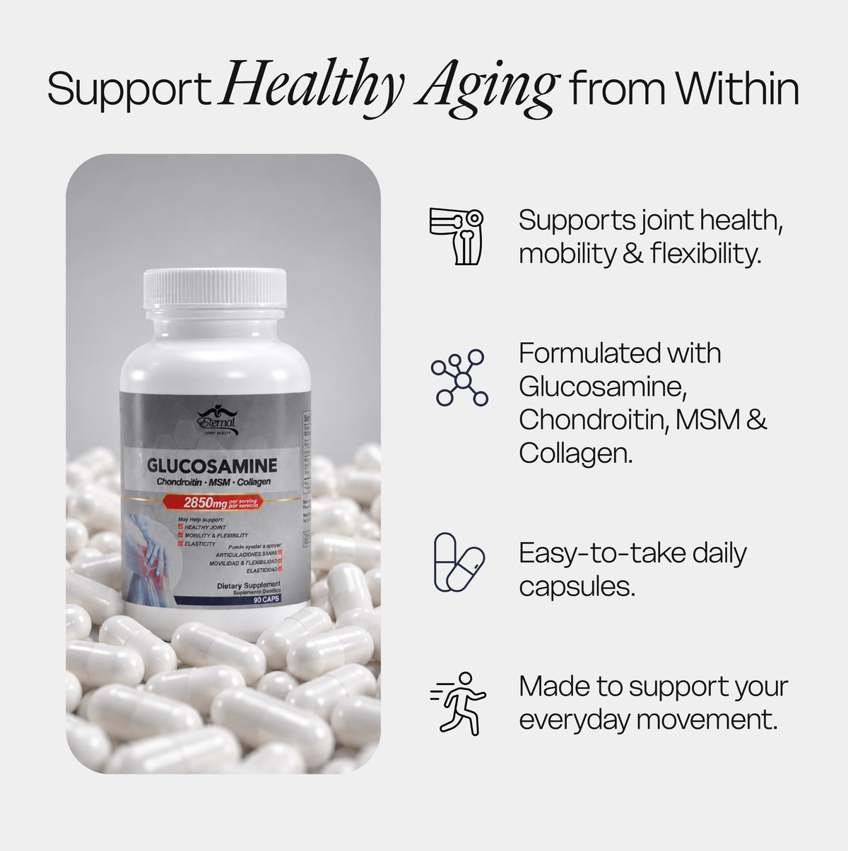 Eternal Spirit Beauty Glucosamine MSM Chondroitin Joint Support - 90 Count - image 3