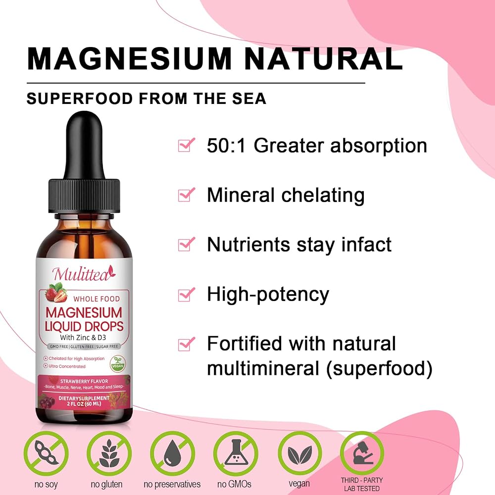 Mulittea Magnesium Glycinate Liquid for Sleep & Relaxation - 4 Fl Oz - image 3