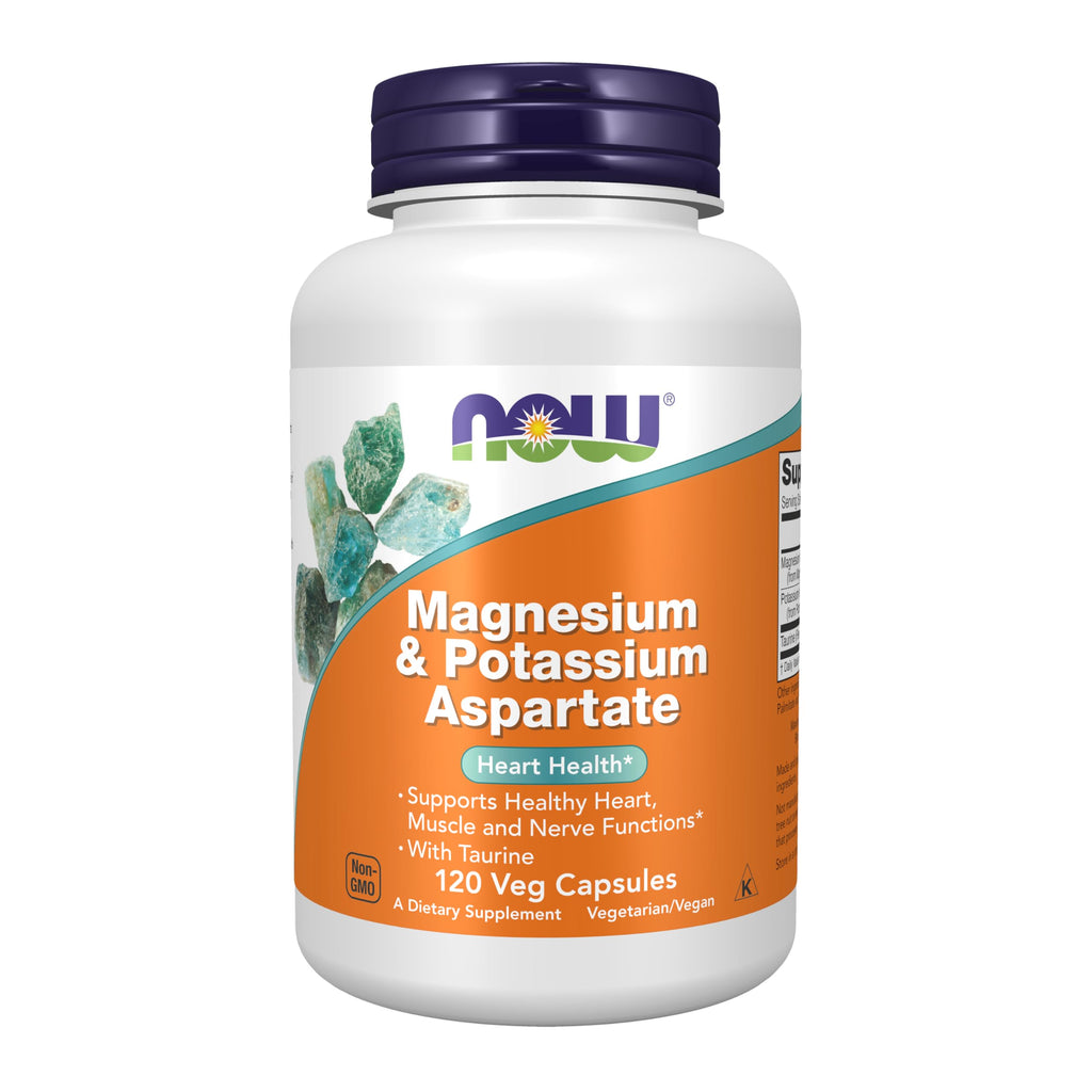 NOW Magnesium & Potassium Aspartate with Taurine - 120 Vegetarian Capsules