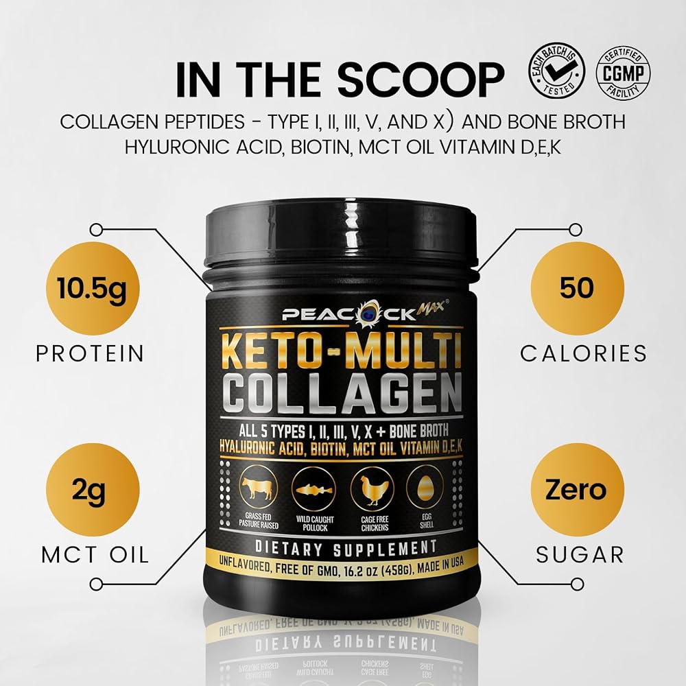 Peacock Max Keto Multi Collagen Peptides Protein Powder - 32.4 oz - image 6