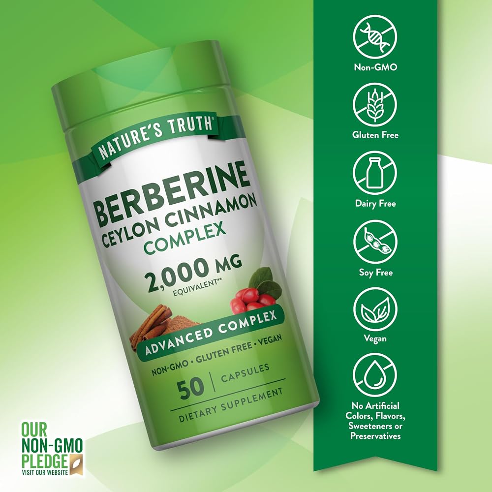 Nature's Truth Berberine with Ceylon Cinnamon Complex - 50 Vegan Capsules - image 3