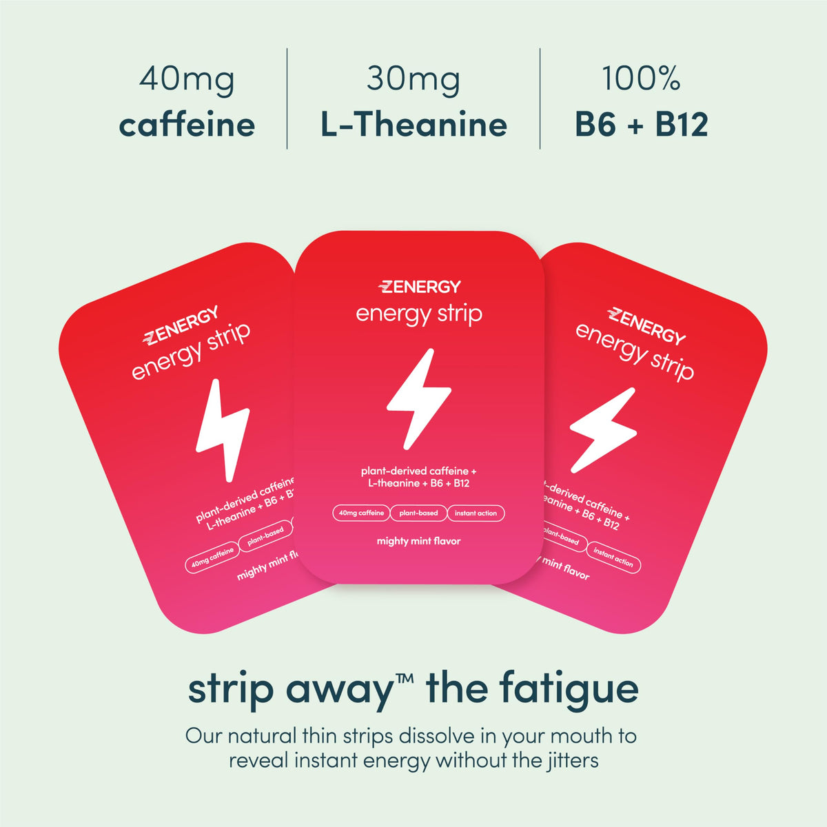 ZENERGY Oral Energy Strips Mint 40mg Caffeine - 30 Strips - image 2