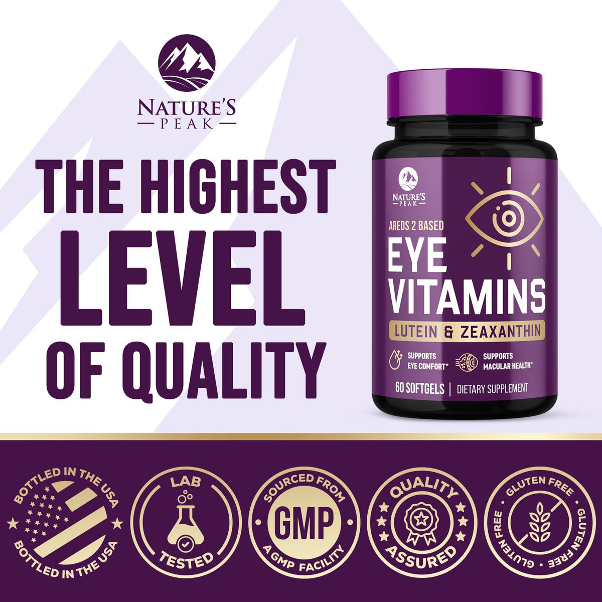 Nature's Peak Eye Vitamins Supplements - 3x Strength Eye Health