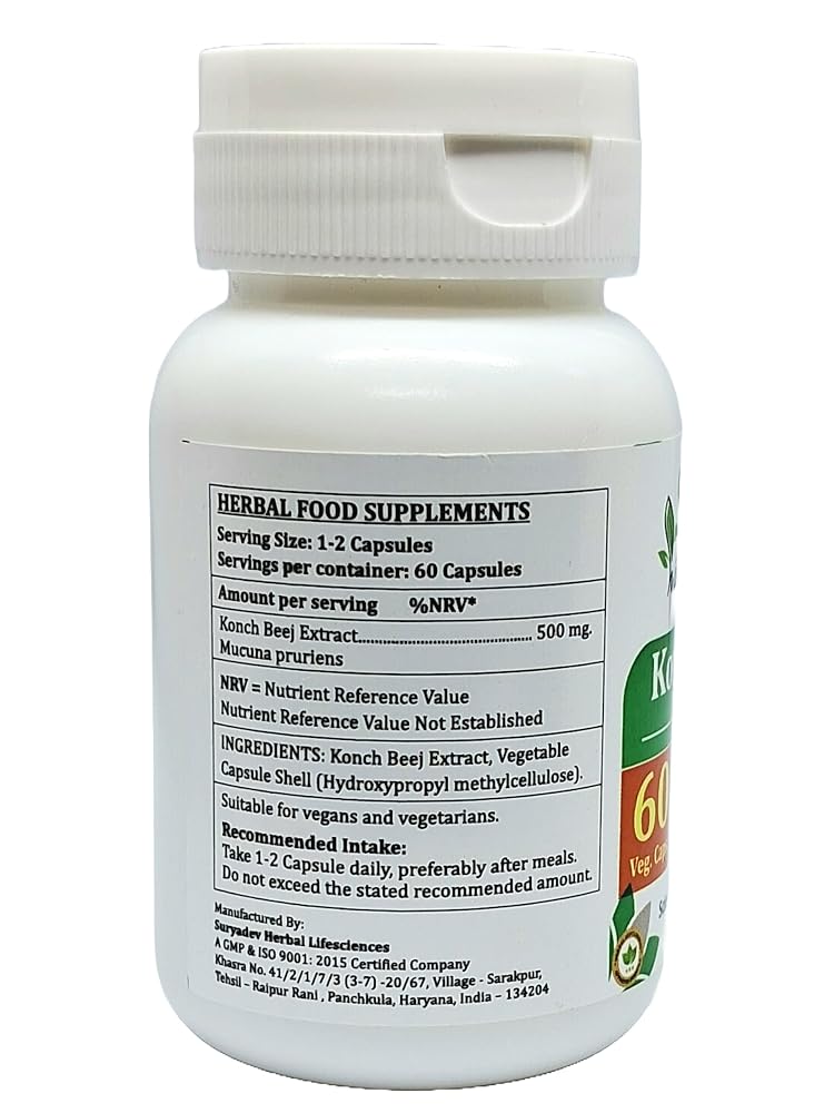 Satya Naturals Konch Beej Forte Capsules 500 mg. 60 Veg. Capsule