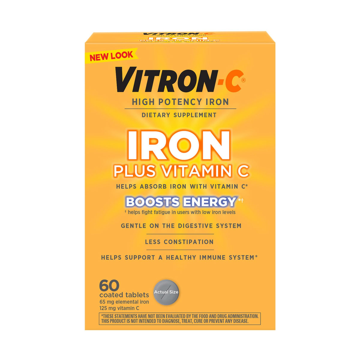 Vitron-C Iron Supplement Plus Vitamin C - 60 Tablets