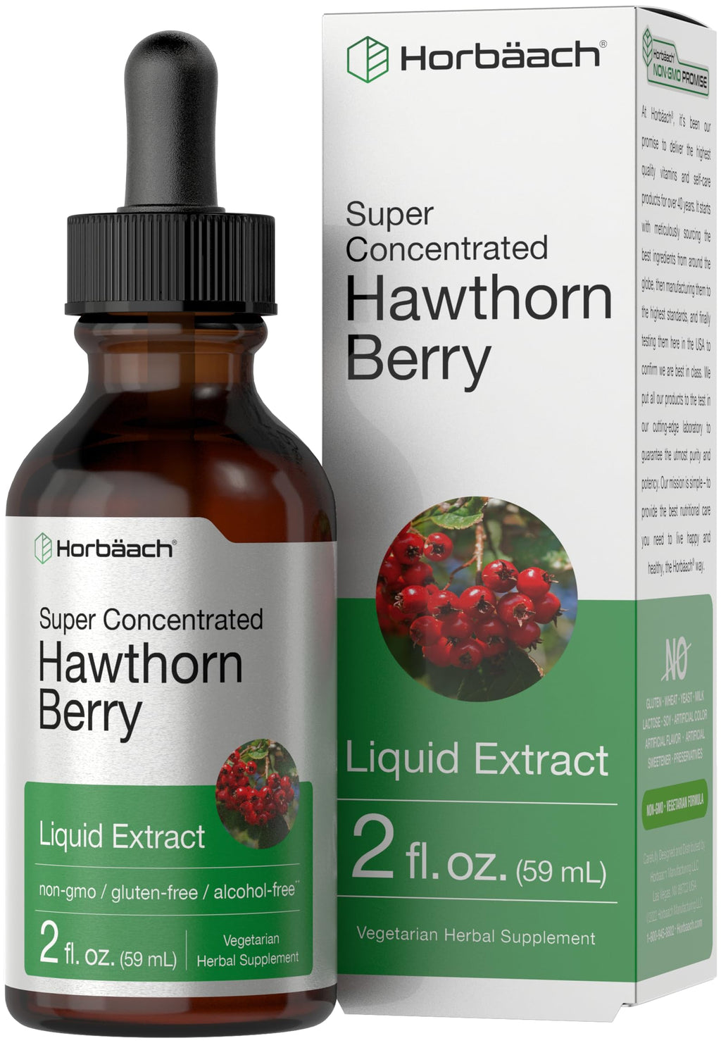 Horbäach Hawthorn Berry Extract Alcohol Free Liquid - 2 fl oz