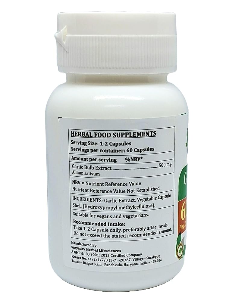 Satya Naturals Garlic Forte Capsules 500 mg. 60 Veg. Capsule