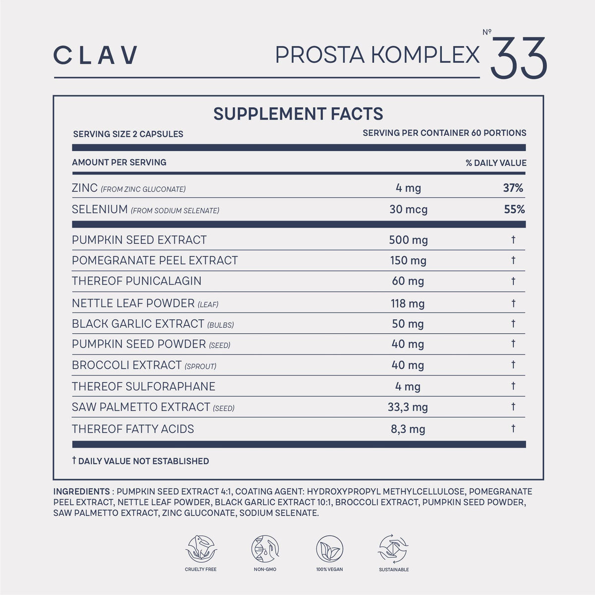 CLAV Prostate Health Supplement Saw Palmetto - 120 Capsules - image 8