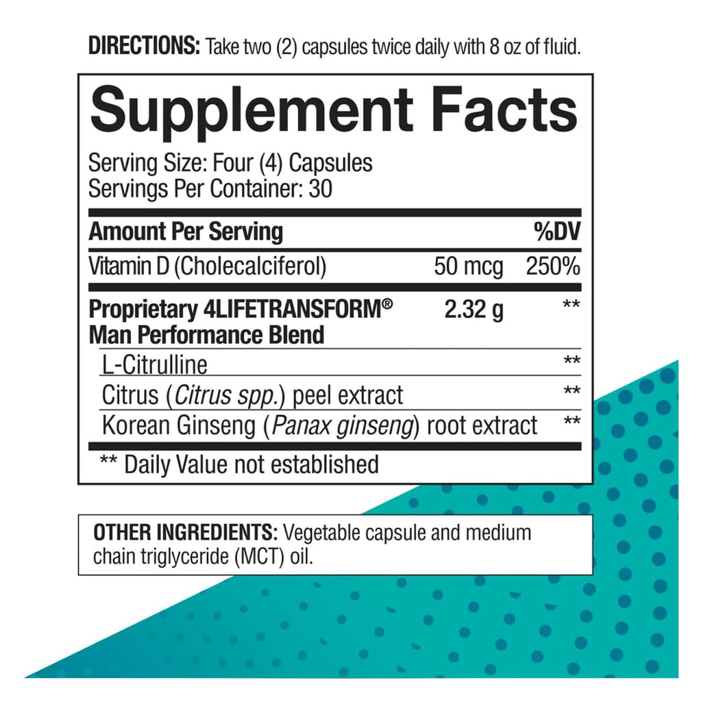 4Life Transform Man Vitality L-Citrulline Supplement - 120 Capsules - image 2