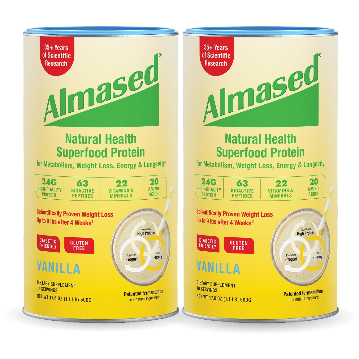 Almased Vanilla Meal Replacement Shake Powder - 2 Pack