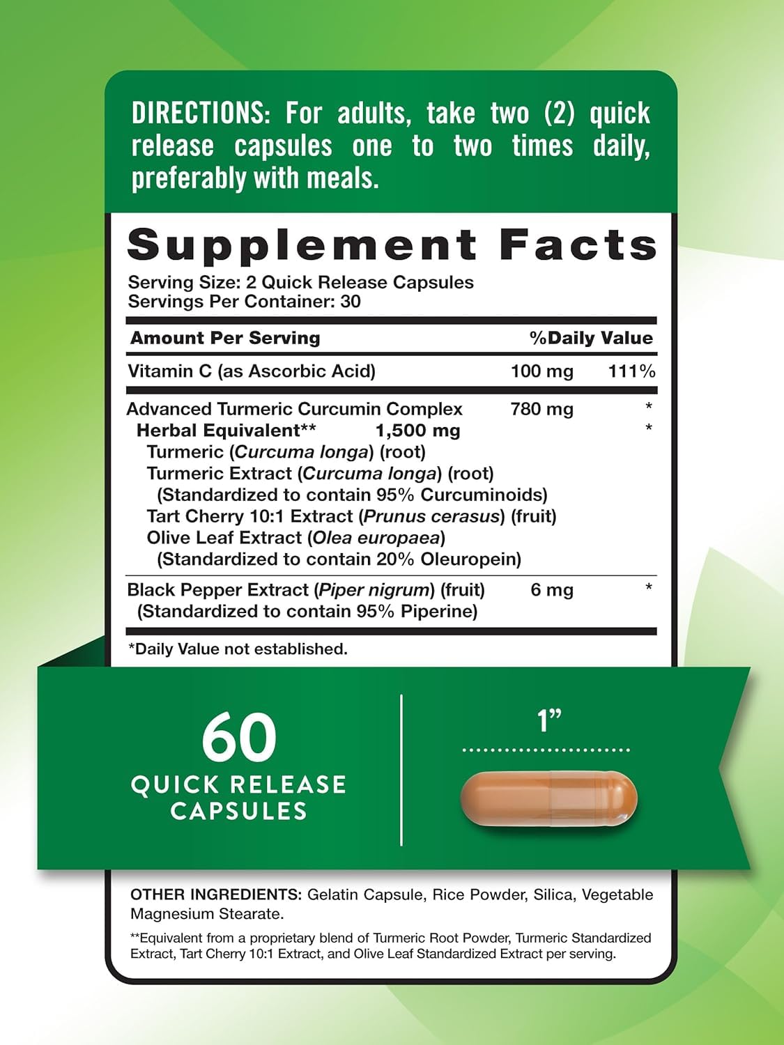 Nature's Truth Advanced Turmeric Curcumin Complex 1500 mg - 120 Capsules - image 6