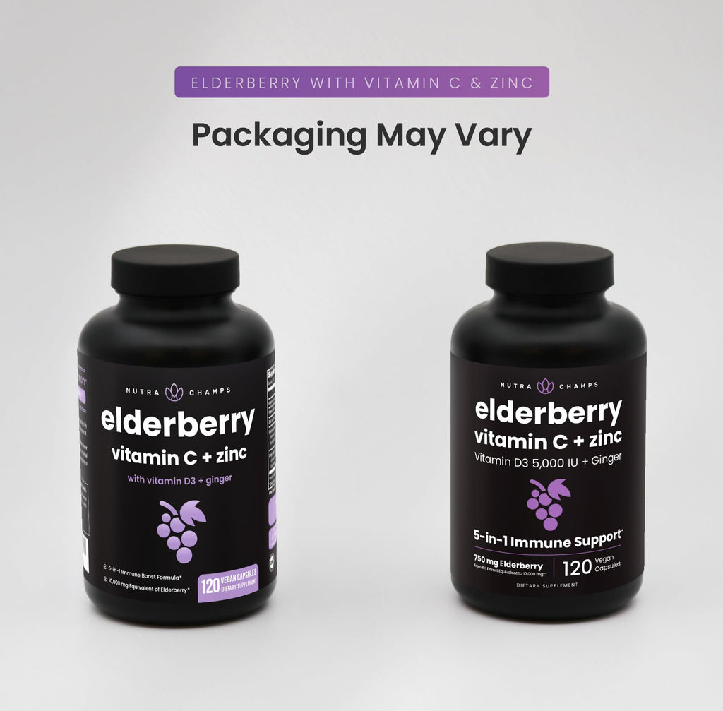 NutraChamps Elderberry Capsules 1000mg with Vitamin D3 - 120 Capsules - image 8