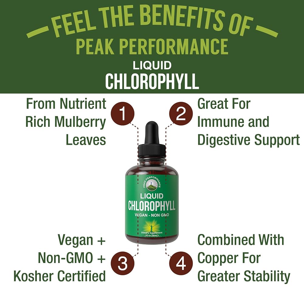 Peak Performance Chlorophyll Liquid Drops, Alcohol Free - 1 Fl Oz - image 2