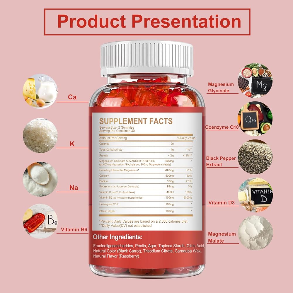 MENXI Magnesium Gummies 600mg per Serving-Magnesium Glycinate 400mg