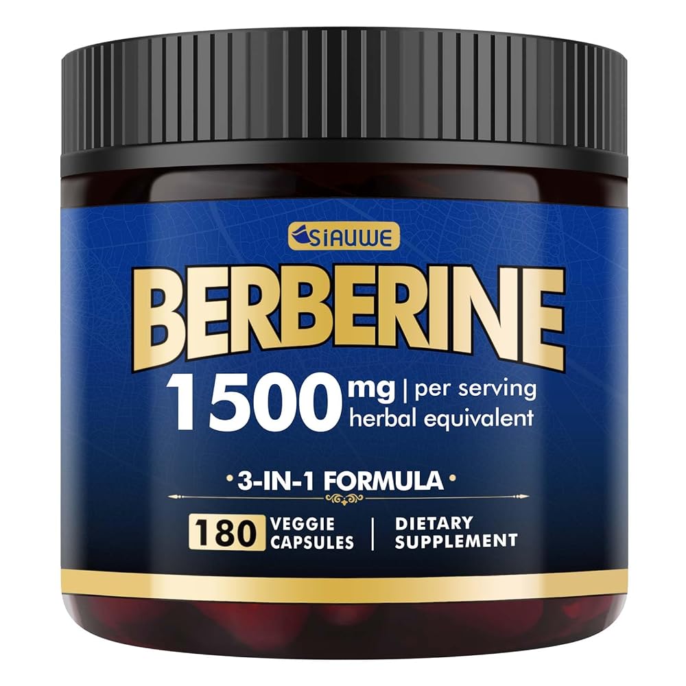 SIAUWE Berberine 1500MG Supplement with Citrus Bergamot - 180 Capsules