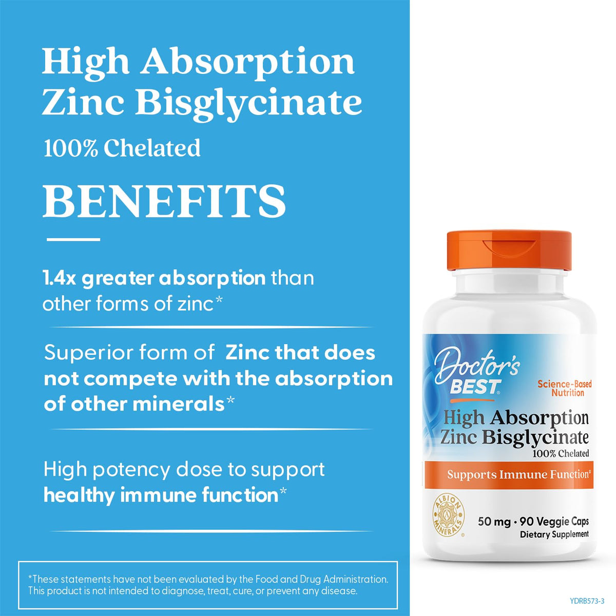Doctor's BEST Zinc Bisglycinate 50 mg - 90 Vegetarian Capsules - image 4
