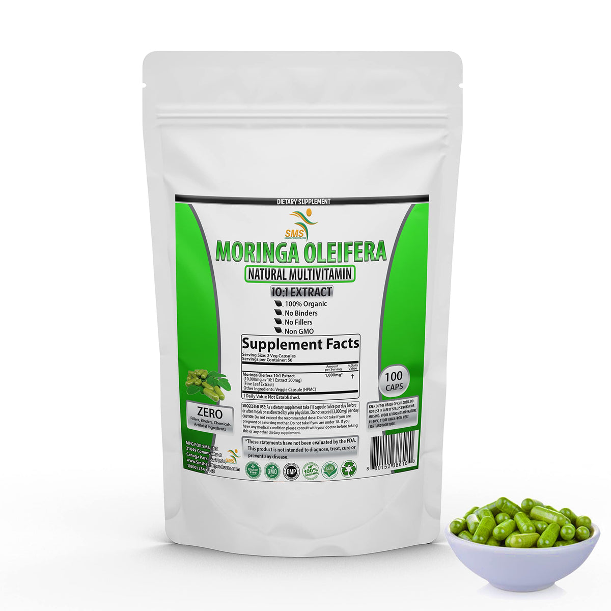 SMSHEALTHPRODUCTS Moringa Oleifera 100% Pure Leaf Powder
