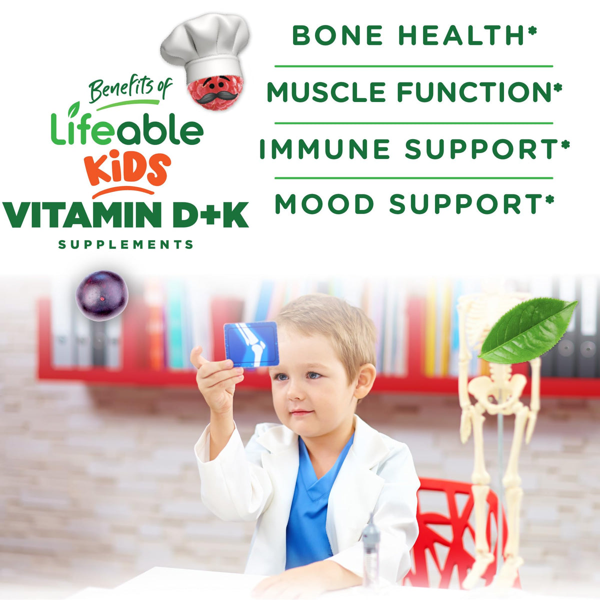 Lifeable Kids Vitamin D3 K2 Gummies 500 IU - 60 Gummies - image 3