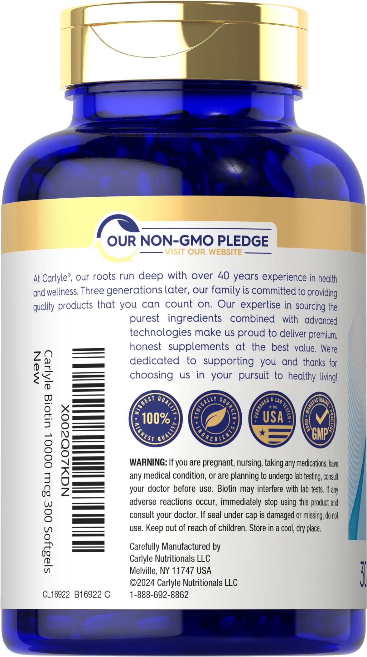 Carlyle Biotin 10000mcg - 300 Softgels - image 3