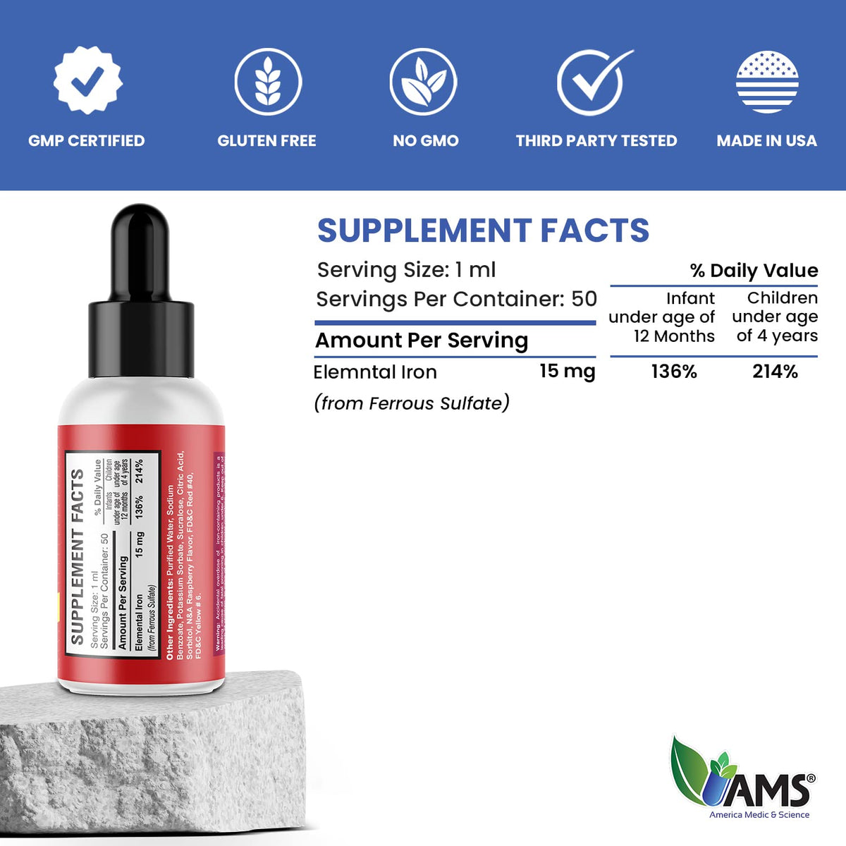 America Medic & Science PediaWell Iron Liquid Drops - 50 mL - image 5