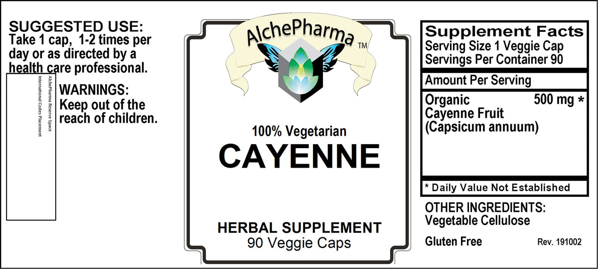 AlchePharma Cayenne Fruit Organic 500mg Capsules - 90 Vegetarian Capsules - image 4