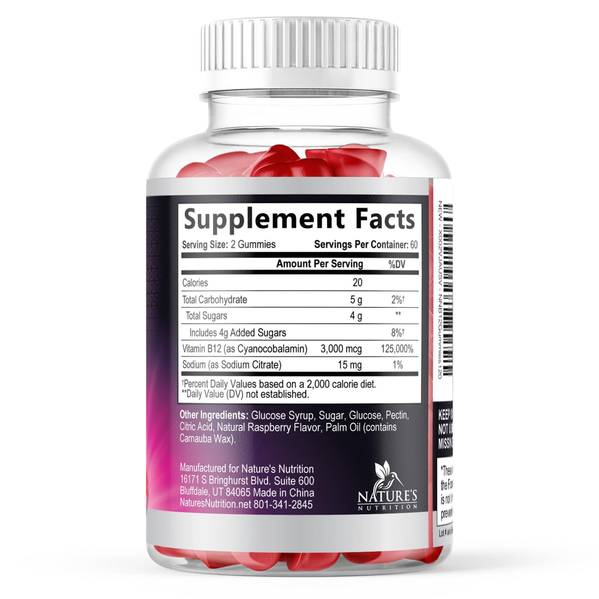 Nature's Nutrition B12 Energy Gummies 3000 mcg per Serving - Extra