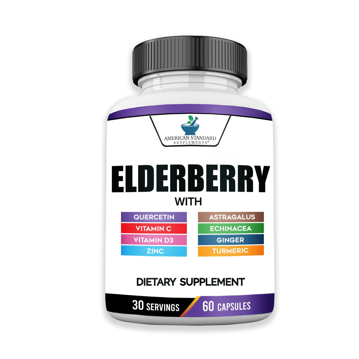 American Standard Supplements Elderberry Extract with Quercetin - 60 Capsules