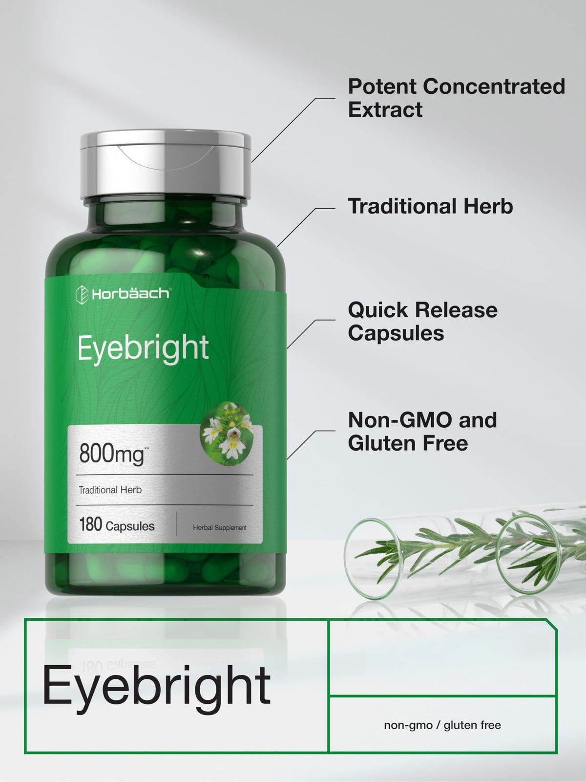 Horbäach Eyebright Herbal Supplement - 180 Capsules - image 3