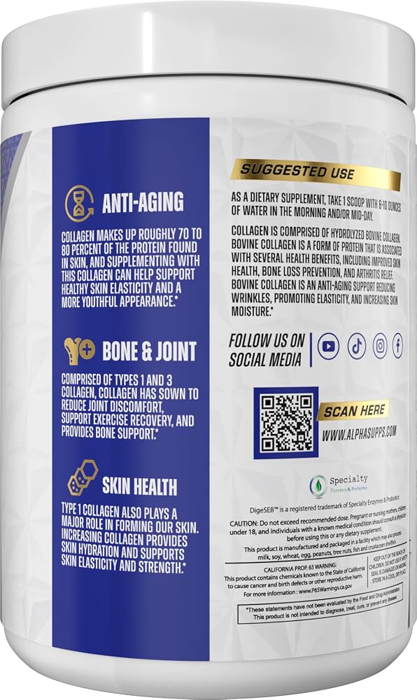 Alpha Supps Premium Hydrolyzed Collagen Protein Powder - Collagen