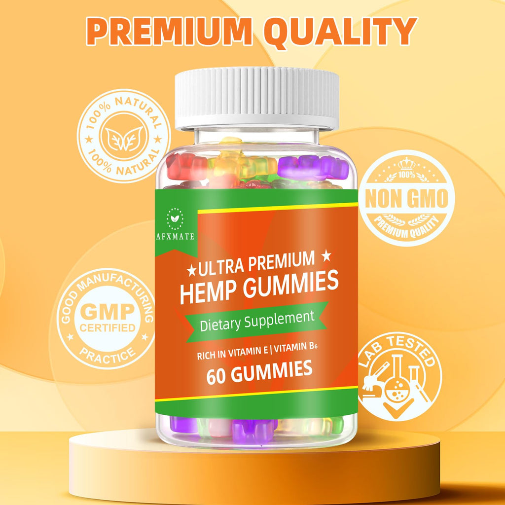 AFXMATE Hemp Gummies Omega 3-6-9 for Relaxation - 120 Gummies - image 4
