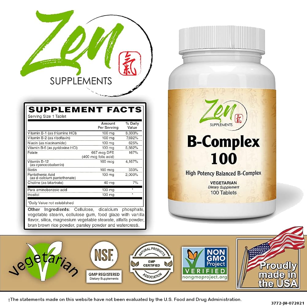 Zen Supplements Advanced B Complex Vitamin - 100 Tablets - image 2
